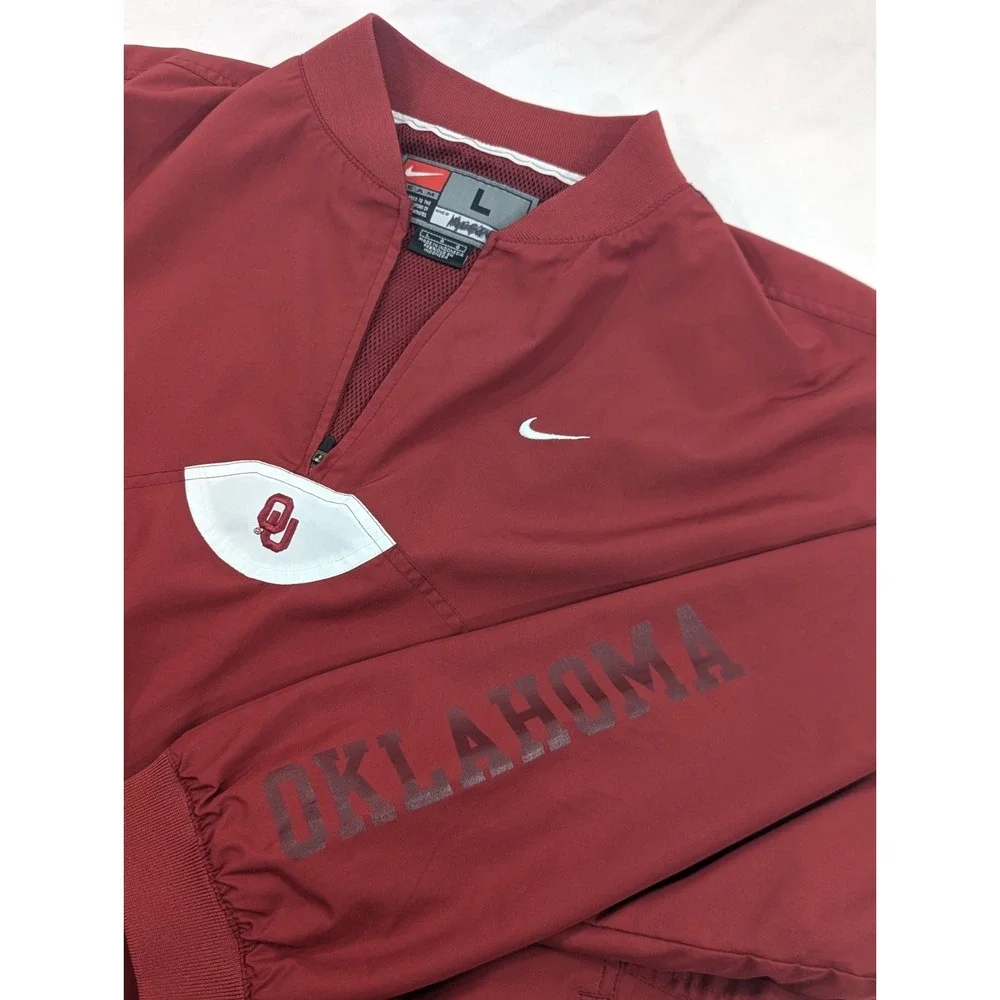 Vtg Nike Team Oklahoma Sooners Quarter Zip Windbreaker Pullover Vented‎ Men's L